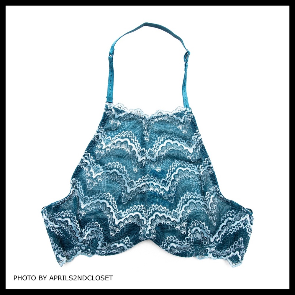 FREE PEOPLE BOHO CROCHET LACE HALTER BRALETTE A3C - Picture 6 of 8